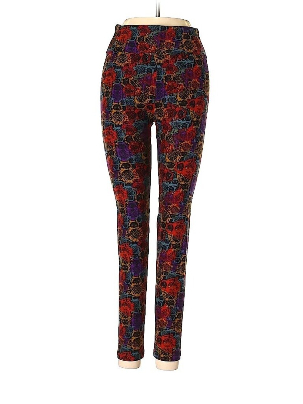 Women Lularoe Green Red Gold Blue Purple Black Owl Print Leggings Size OS